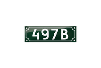 AUGUSTENBORG HAUSNUMMERN 497 B, weiß auf grün