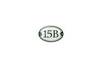 Hausnummer 15B, oval, schwarz auf weiß